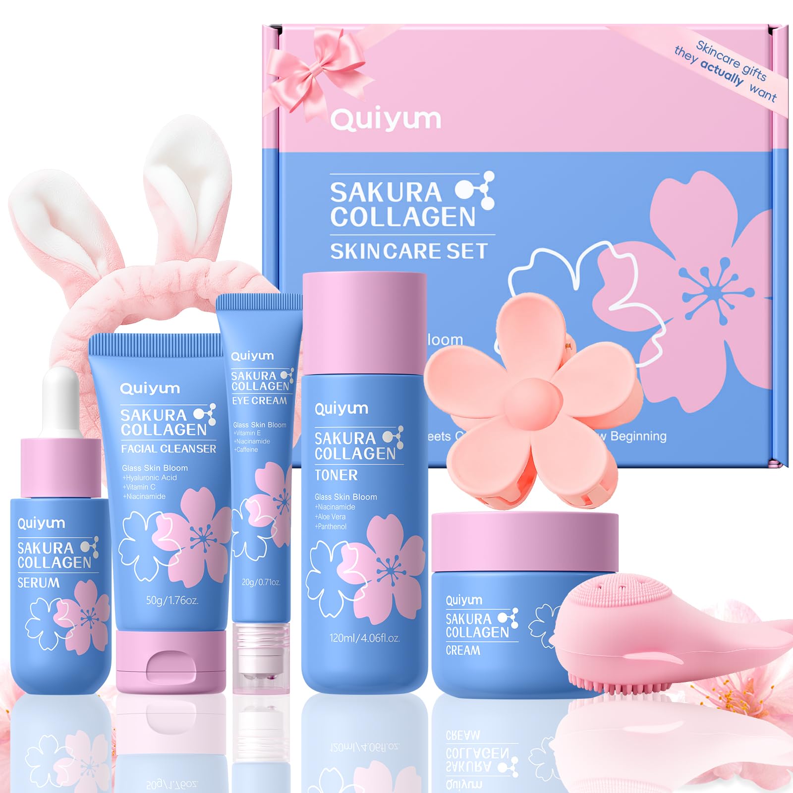 Amazon.com : QUIYUM Sakura Collagen Skincare Set - 8-Piece Glass